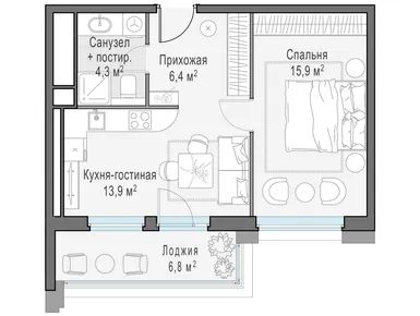 1-комнатная 44.70 кв.м, ЖК RiverSky (РиверСкай), 34 650 000 руб.