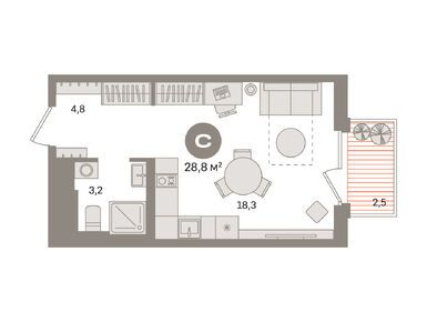 Студия 28.80 кв.м, ЖК «Квартал Герцена», 12 650 000 руб.