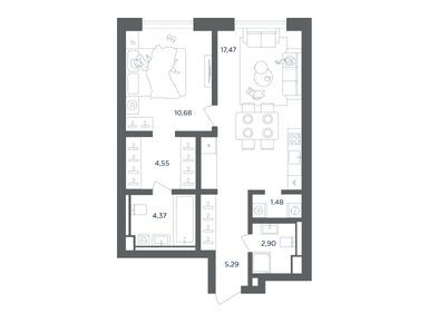 1-комнатная 46.74 кв.м, ЖК «УЛЬТИМА Сити», 22 473 059 руб.