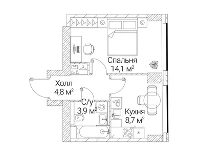 1-комнатная 31.50 кв.м, ЖК «Сезар Будущее», 25 502 400 руб.