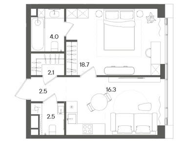 Планировки однокомнатные в ЖК STONE Grain (Стоун Грейн)
