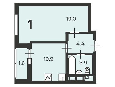 Планировки однокомнатные в Жилой дом «Кусковская ул., д. 12/1»