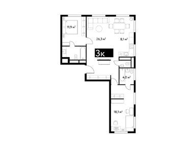 3-комнатная 85.80 кв.м, ЖК Dialog (Диалог), 56 812 378 руб.