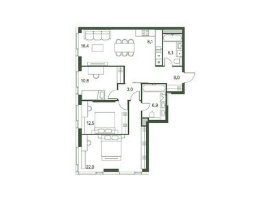 Планировки четырехкомнатные в ЖК Moments (Моментс)