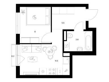 1-комнатная 29.00 кв.м, Лосиноостровский парк, 14 758 100 руб.