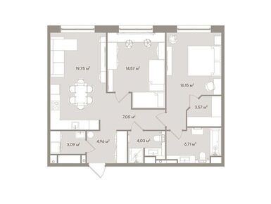 Планировки 2-к. апартаменты в D`oro Mille (Доро миле)