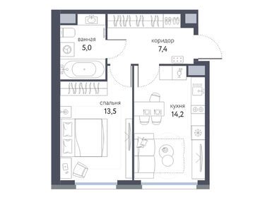 1-комнатная 40.10 кв.м, ЖК «Сиреневый парк», 17 965 525 руб.