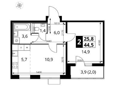 Планировки двухкомнатные в ЖК «1-й Южный» (Первый Южный)