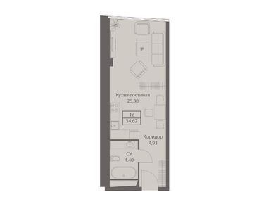 1-комнатные 34.62 кв.м, МФК DIUS (Диус), 13 613 658 руб.