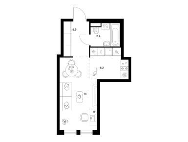 Студия 28.50 кв.м, Строгино 360, 16 202 250 руб.