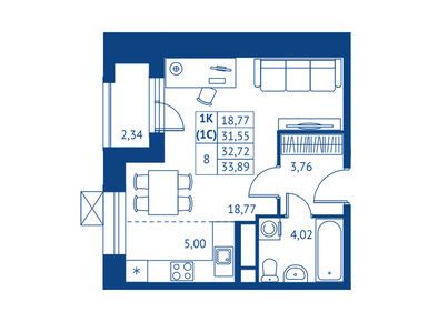 Студия 31.55 кв.м, ЖК «Поколение Первых», 7 098 750 руб.
