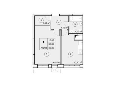 1-комнатная 36.90 кв.м, ЖК «Экоград Новый Катуар», 6 276 690 руб.