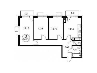 Планировки трехкомнатные в ЖК «Катуар»