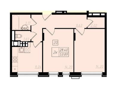 2-комнатная 54.10 кв.м, ЖК «Бристоль», 13 851 908 руб.