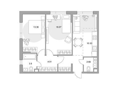 Планировки двухкомнатные в ЖК MYPRIORITY Павелецкая (Май Приорити Павелецкая)