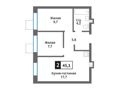 Планировки двухкомнатные в Никольский квартал «Отрада»