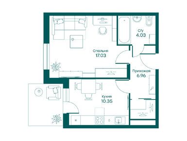 1-комнатные 38.29 кв.м, ЖК «Равновесие», 7 016 560 руб.
