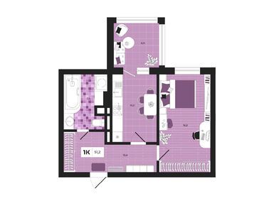 1-комнатная 51.20 кв.м, Клубный дом «Юркино», 7 680 000 руб.