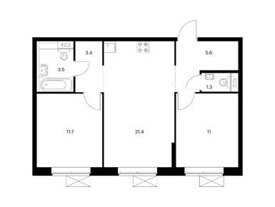 Планировки двухкомнатные в Кронштадтский 14