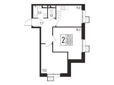 Планировки двухкомнатные в ЖК «Берег»