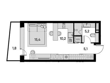 1-комнатная 37.70 кв.м, Жилой квартал PRIDE (Прайд), 24 157 708 руб.