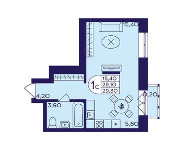 Студия 29.30 кв.м, ЖК «Героев», 6 483 065 руб.