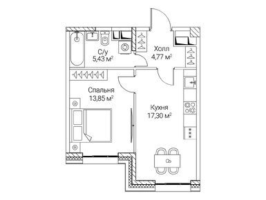 1-комнатная 41.35 кв.м, ЖК SEZAR CITY (Сезар Сити), 23 156 000 руб.