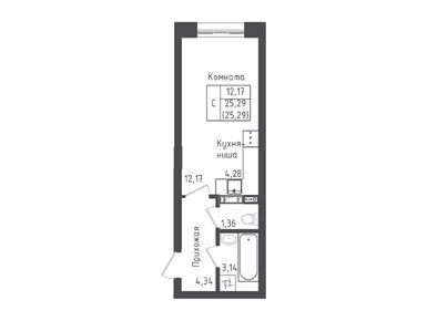 Студия 25.29 кв.м, ЖК «Зеленый Оазис-Город», 4 512 107 руб.