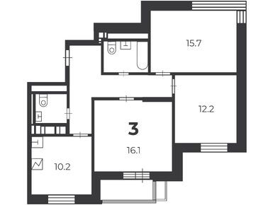 Планировки трехкомнатные в Жилой дом «Летчика Бабушкина ул., д. 29 к. 5»