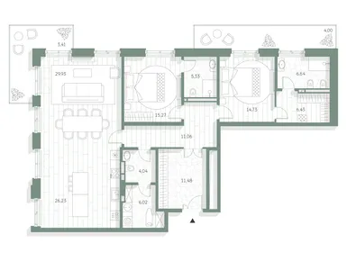 2-комнатная 144.57 кв.м, ЖК «Люче», 368 653 500 руб.