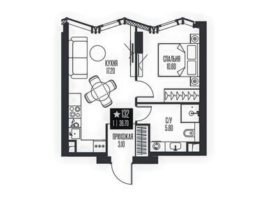 1-комнатная 36.70 кв.м, ЖК Ice Towers (Айс Тауэрс), 31 373 182 руб.