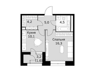 1-комнатная 41.70 кв.м, ЖК Sky Garden (Скай Гарден), 17 478 555 руб.