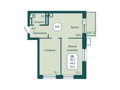 Планировки двухкомнатные в ЖК «Андреевка Life»