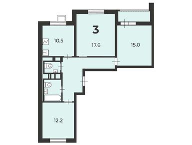 Планировки трехкомнатные в Жилой дом «Краснодонская ул., д. 20, к. 1»