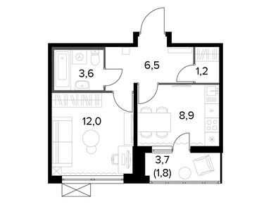 Планировки однокомнатные в ЖК «1-й Ленинградский» (Первый Ленинградский)