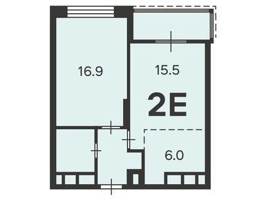 Планировки двухкомнатные в Жилой дом «Клинская ул., д. 2А, к. 7»