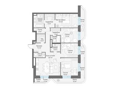 Планировки четырехкомнатные в Квартал Foriver (Форивер)