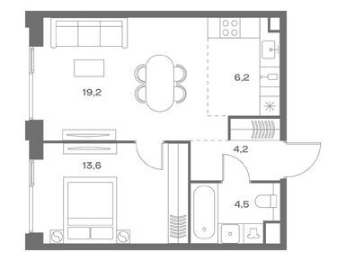 1-комнатная 47.70 кв.м, ЖК «СОУЛ», 24 464 376 руб.