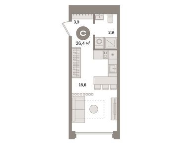 Студия 26.40 кв.м, ЖК «Дом А», 24 580 000 руб.