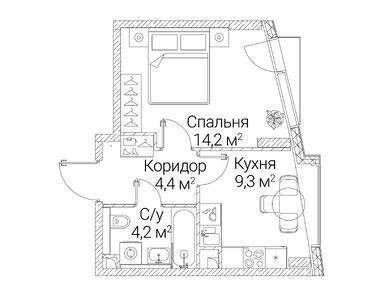 1-комнатная 32.10 кв.м, ЖК «Сезар Будущее», 24 611 070 руб.