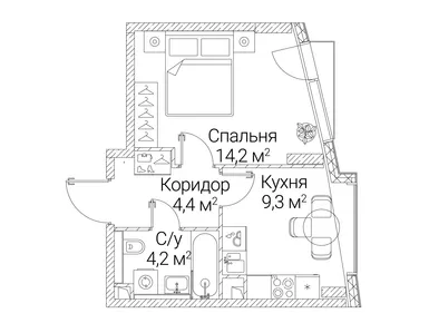 1-комнатная 32.10 кв.м, ЖК «Сезар Будущее», 24 611 070 руб.