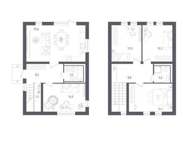 Планировки четырехкомнатные в Коттеджный посёлок «Пушкино Дом у воды»