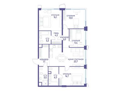 Планировки четырехкомнатные в ЖК «Остров»