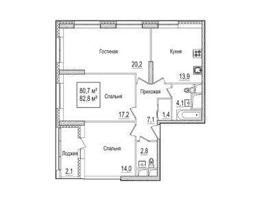 3-комнатная 83.30 кв.м, ЖК «Рассказово», 25 739 700 руб.