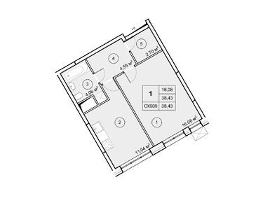 1-комнатная 38.50 кв.м, ЖК «Экоград Новый Катуар», 6 548 850 руб.