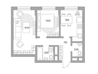 Планировки двухкомнатные в ЖК «Живописный»