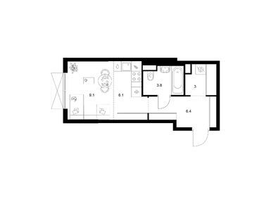 Планировки студии в Кавказский бульвар 51