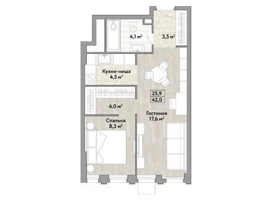Планировки однокомнатные в ЖК «Новые Смыслы»