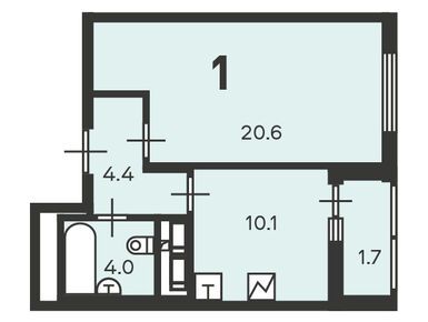 1-комнатная 39.10 кв.м, Жилой дом «Кусковская ул., д. 12/1», 15 654 354 руб.