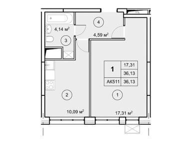 Планировки однокомнатные в ЖК «Экоград Новый Катуар»
